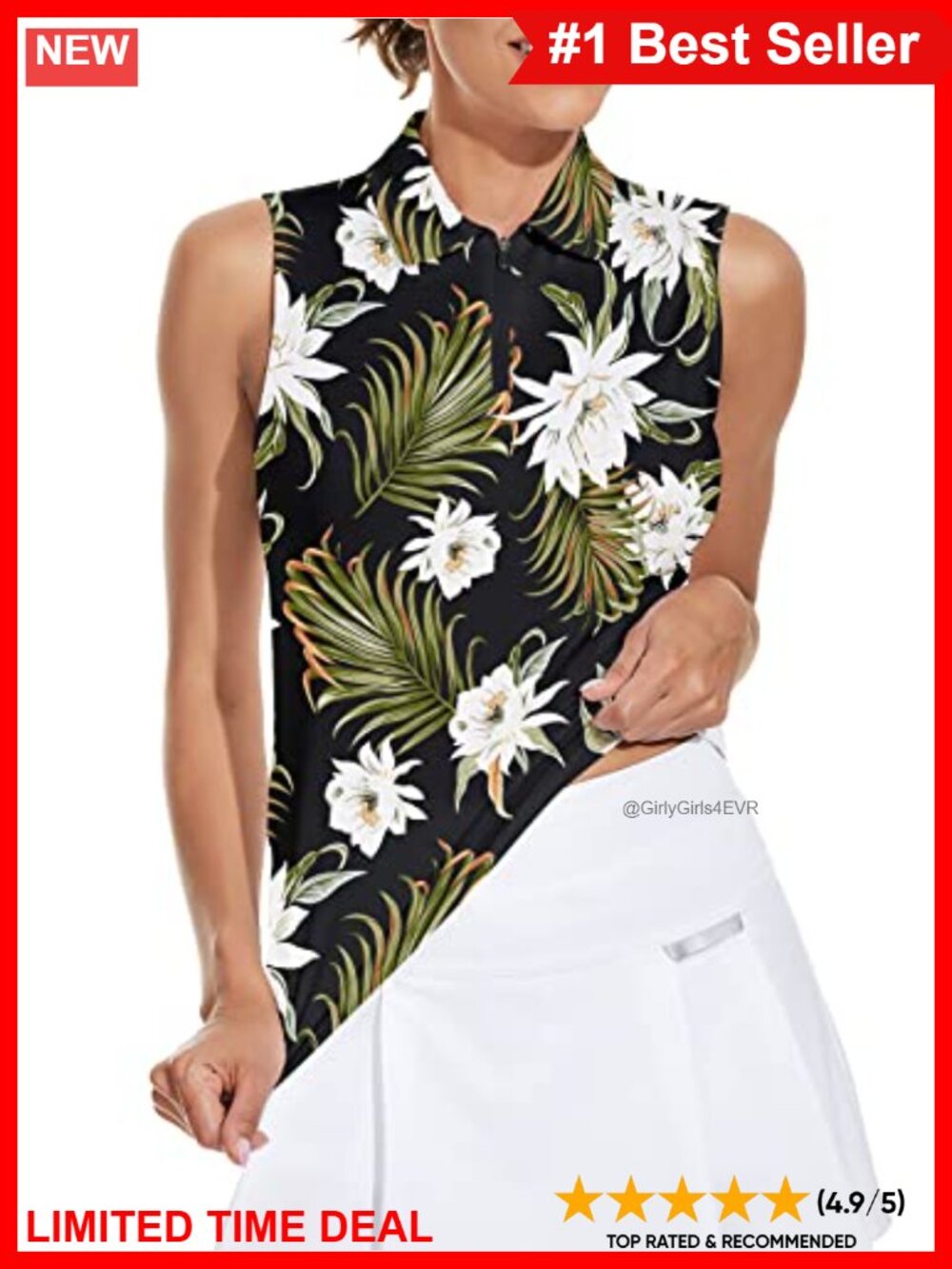 Sleeveless Golf Tank Top Moisture Wicking UPF50+ Athletic Polo